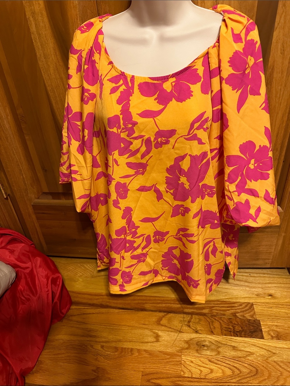 Umgee Yellow Tunic with Pink Floral Print